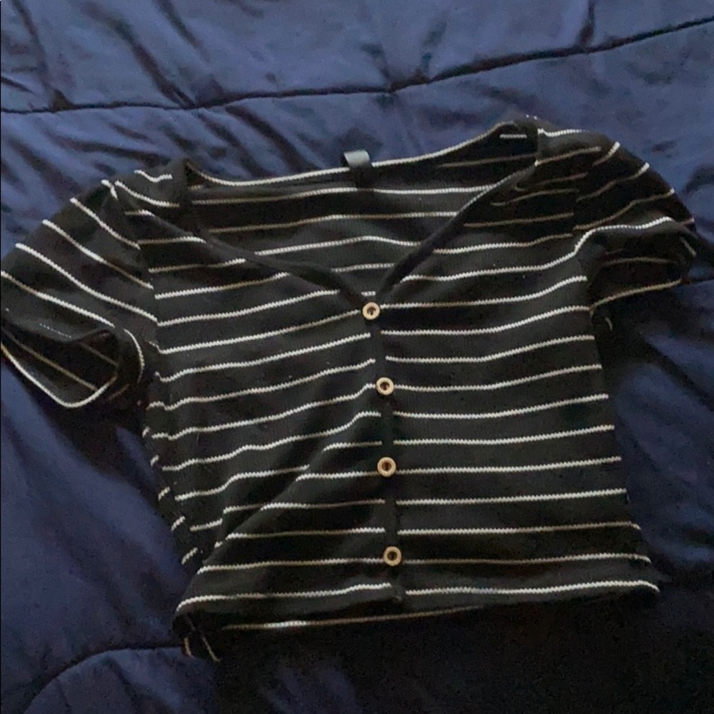 Brandy Melville stripped black crop top